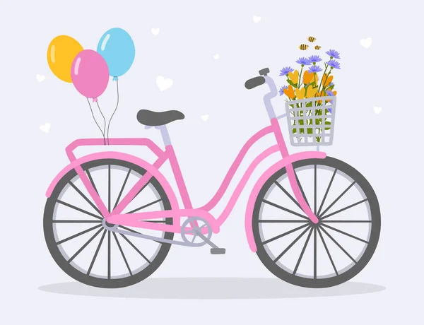 Bicicletta carina con decorazioni concetto astratto — Vettoriale Stock