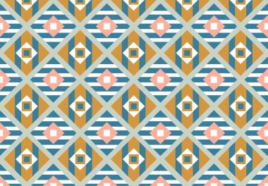 Geometric seamless pattern. Repeating design element for printing on fabric. Abstract and colorful shapes. Poster or banner for website. Wallpaper and cover. Cartoon flat vector illustration