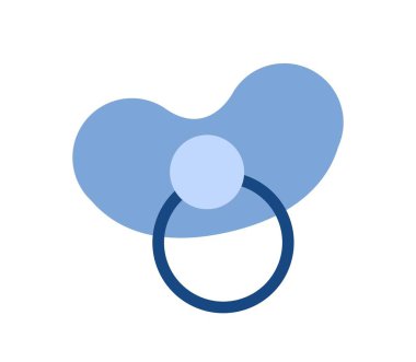 Baby pacifier icon. Toy to soothe children. Comfort and coziness, childrens sleep. Poster or banner for website. Childhood, toddler concept. Symbol or logotype. Cartoon flat vector illustration
