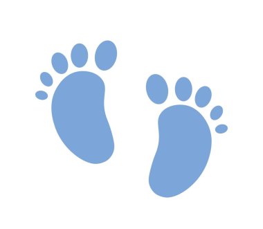 Baby traces icon. Blue footprints of boy or girl. Pattern of human legs. Poster or banner for website. Newborn little toddler, childhood. Kids feet sign concept. Cartoon flat vector illustration