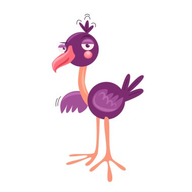 Komik kuş. Karakter tasarımı. Vektör çizimi. Sosyal medya için bir etiket ya da yazdırma tasarımı.