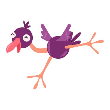 Mutlu kuş koşar ya da atlar. Sosyal medya için etiket, tişört baskısı tasarımı olarak kullanılabilir. Vektör illüstrasyonu.