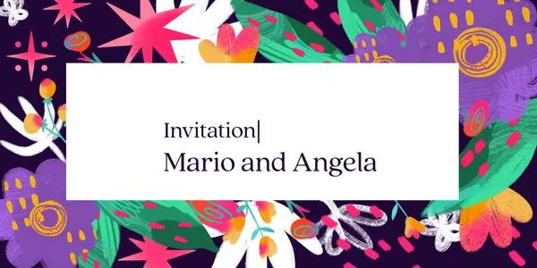 Decorative Template Invitation Abstract Whimsical Flowers Background Wedding Invitation — Stockfoto