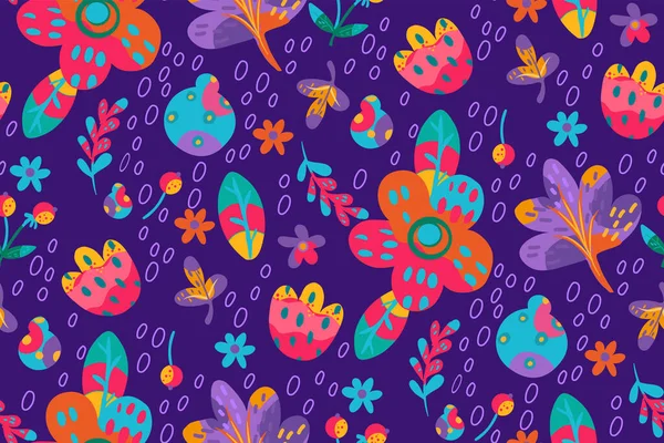 Colorful seamless pattern with abstract  whimsical flowers. an be used for fabric printing, phone cases, personal design, wrapping paper, create your own unique design.