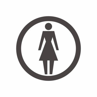 Kadın ikon illüstrasyonu. Beyaz arka planda siyah renk. Vektör Resmi