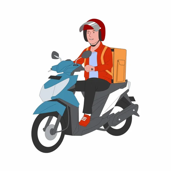 Online Motorcykel Grab Rider Driver Illustration Ridning Motorcykel Till Leverans — Stock vektor