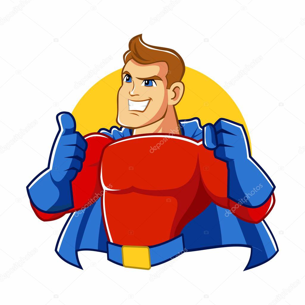 Superhero with red costume. Vector image