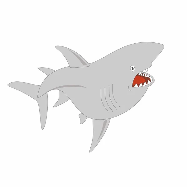 Illustration Dessin Animé Requin Blanc Image Vectorielle — Image vectorielle