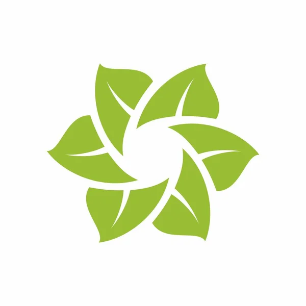 Зеленый Лист Логотип Иконы Белом Фоне Векторное Изображение — стоковый вектор