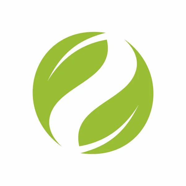 Зеленый Лист Логотип Иконы Белом Фоне Векторное Изображение — стоковый вектор