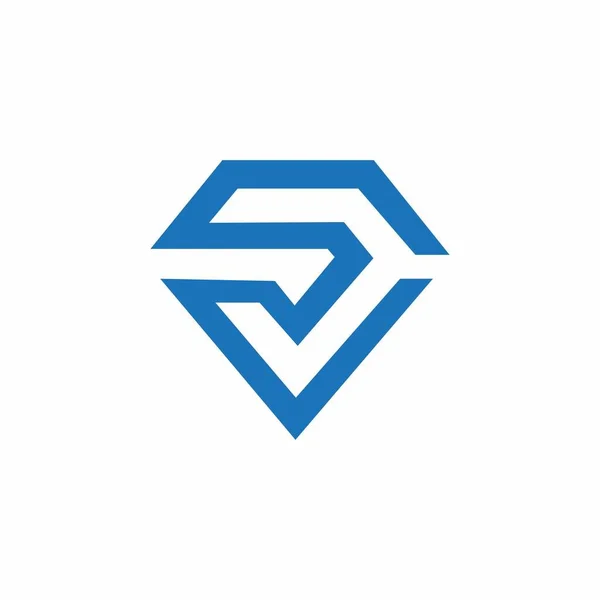 Letter Blue Diamond Logo Vector Image — Stok Vektör