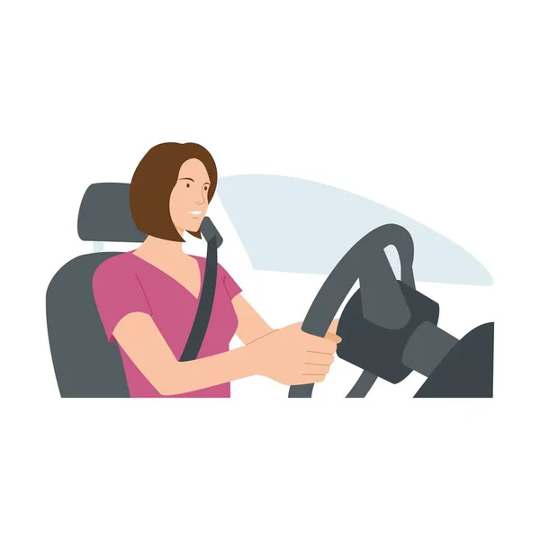 Girl driving a car. Flat Illustration. Vector image
