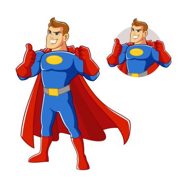 Superhero character muscular male. Vector image
