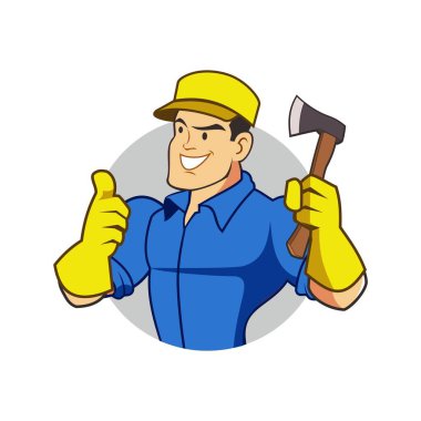 poster art illustration of man wearing workers uniform with hummer and gesturing thumps up 