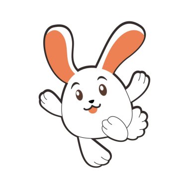 Paskalya tavşanı kulaklı şirin bir tavşan. vektör illüstrasyonu