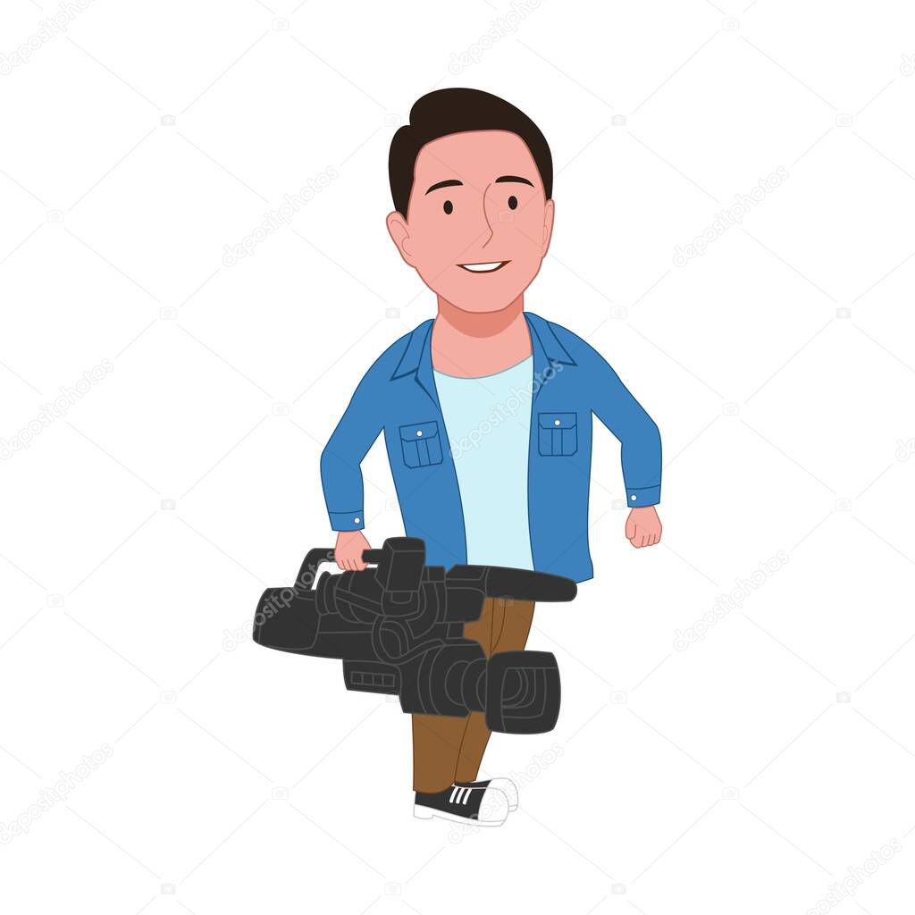 Cameramen flat illustration. Vector image