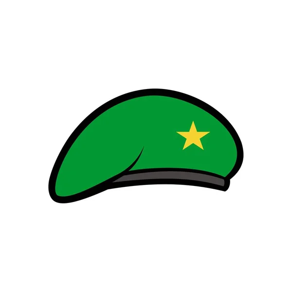 Sombrero Boina Verde Con Estrella Amarilla — Archivo Imágenes Vectoriales