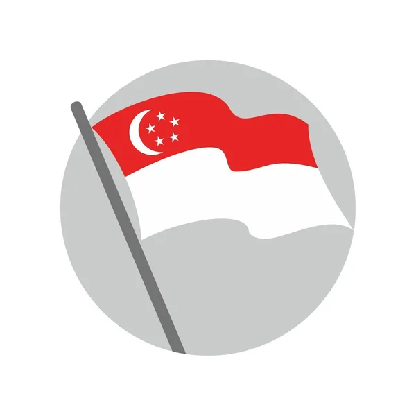 Illustration Waving Flag Singapore — Wektor stockowy