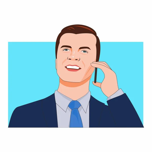 Man Wearing Suit Taking Call His Client Businessman Worker Vector — Image vectorielle