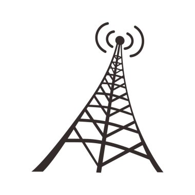 Anten kulesi simgesi. radyo uydusunun düz çizimi  