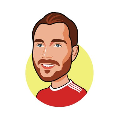 Christian Dannemann Eriksen profesyonel bir futbolcu. Vektör resmi