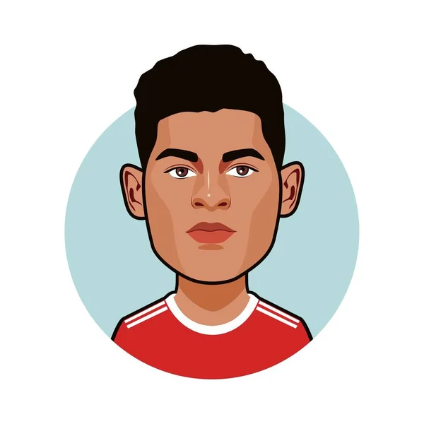  Marcus Rashford Karikatür. Vektör resmi