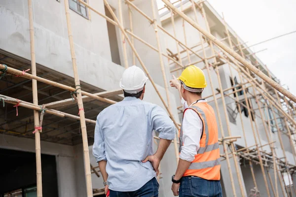 Engineer Manager Foremen Discussed Pointed Site Projects Construction Site Check Stock Image
