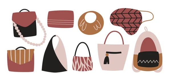 Modne modne damskie torby typu wektor zestaw. — Wektor stockowy