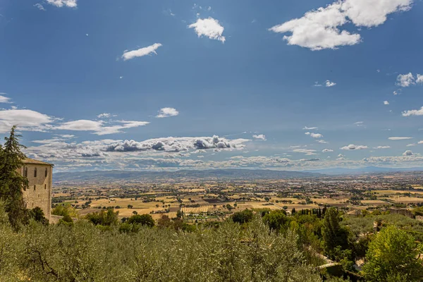 View Wonderful Countryside Medieval City Assisi — Zdjęcie stockowe