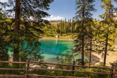 Lake Carezza is a small alpine lake in the Dolomites, italy.