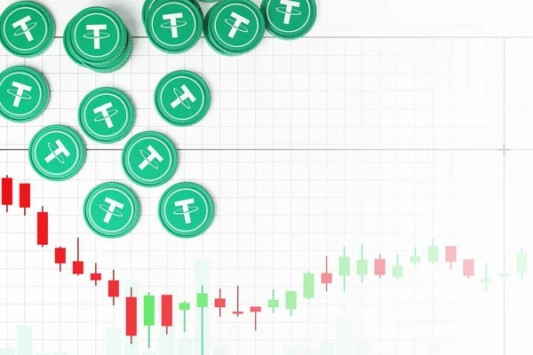 Tether Cryptocurrency Exchange Trades Расписание Торгов Иллюстрация — стоковое фото