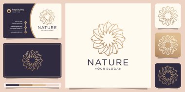 minimalist nature logo design with line art style. logo can be used for spa, beauty salon, decoration, boutique and business card.Premium Vector