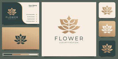 abstract flower logo template. luxury rose, gold and business card design. Premium vector