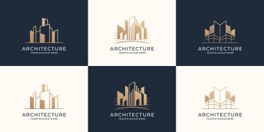 collection of architecture logo set template. Construction, building, real estate, modern design. Premium vector