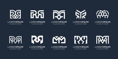 set of abstract letter M logo design template. Premium vector