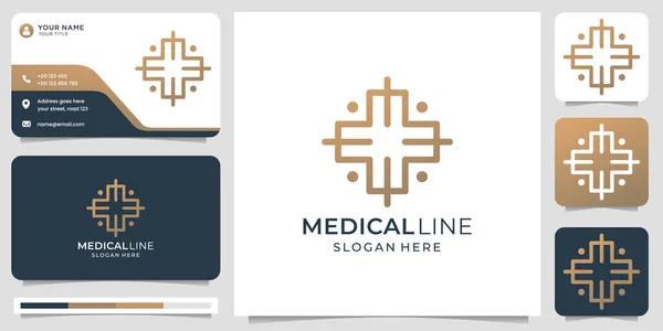 Medical Logo Creative Modern Line Art Style Business Card Design — Stockvektor