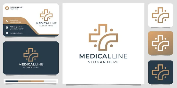 Medical Logo Creative Modern Line Art Style Business Card Design — Stockvektor