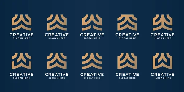 Conjunto Letra Inicial Abstracta Logo Design Template Iconos Para Negocios — Vector de stock
