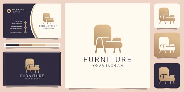Luxury Minimalist Furniture Logo Chair Logo Design Style Abstract Interior — Stok Vektör