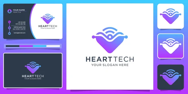 Creative Concept Heart Connection Technology Design Template Logo Modern Business — Stockvektor