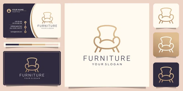 Minimalist Furniture Logo Chair Store Logo Design Style Line Abstract — стоковый вектор