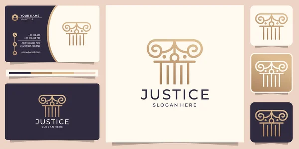 Law Firm Justice Logo Design Business Card Template Premium Vector — Vector de stock