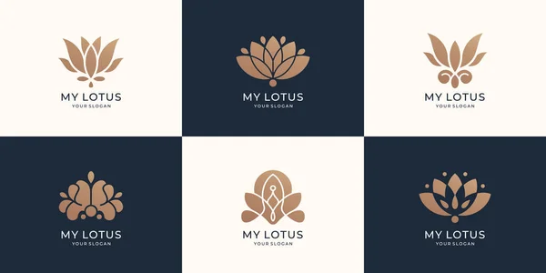 Collection Lotus Logo Template Luxury Design Lotus Flower Abstract Floral — Stok Vektör