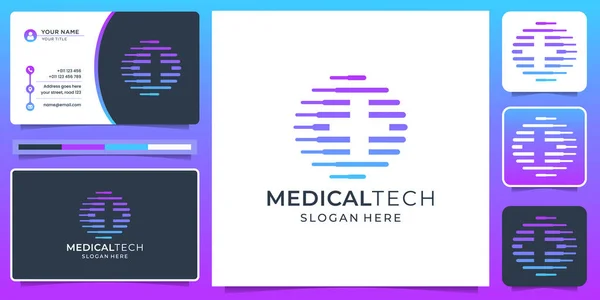 Medical Tech Logo Template Negative Space Tech Concept Modern Design — Stockvektor