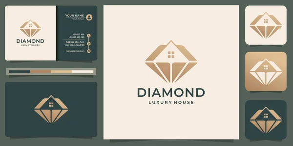Luxury Diamonds Home Logo Creative Abstract Design Concepts Real Estate — Vector de stock