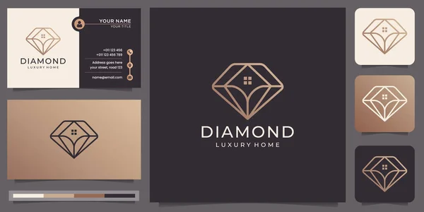 Minimalist Diamonds House Logo Creative Abstract Design Concepts Real Estate — Vector de stock
