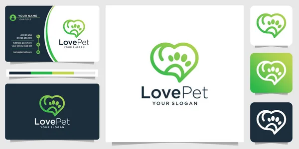 Paws Heart Logo Love Pet Design Paw Pet Line Art — Stockvektor