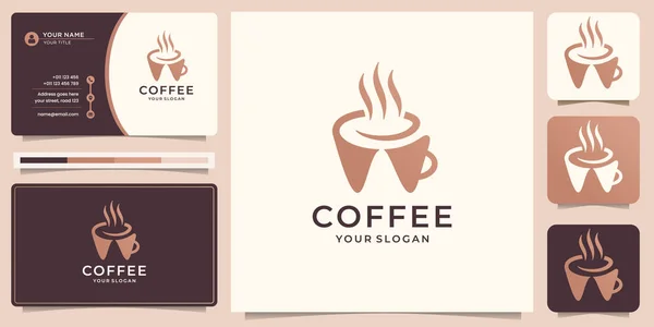 Creative Symbol Coffee Logo Design Business Card Template Premium Vector — Vetor de Stock