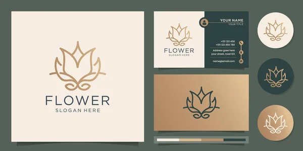 minimalist flower logo minimal design. rose line art style, lotus, spa, fashion, element and business card design. Premium vector