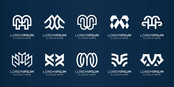 Set Collection Logo Design Template Creative Letter Mark Combined Line — Stockvector